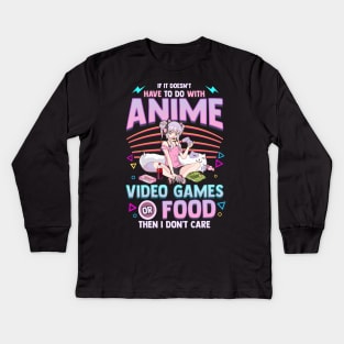 Cute Anime Gamer Girl Funny Kawaii Japanese Manga Kids Long Sleeve T-Shirt